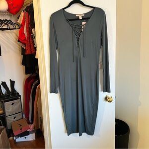 Plunge Bodycon Midi Dress